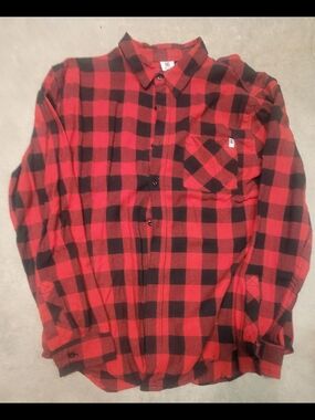 DC Red and Black Plaid Button-Down Shirt